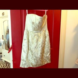 Gold Strapless Cocktail Dress